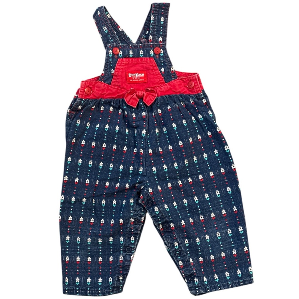 OshKosh B'gosh Patterned Floral Print Vintage Overalls Made in USA